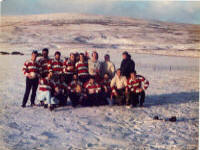 Broadsword rugby team Falklands 83 waiting for the pongos to turn up to play, they called it off .... too cold!!