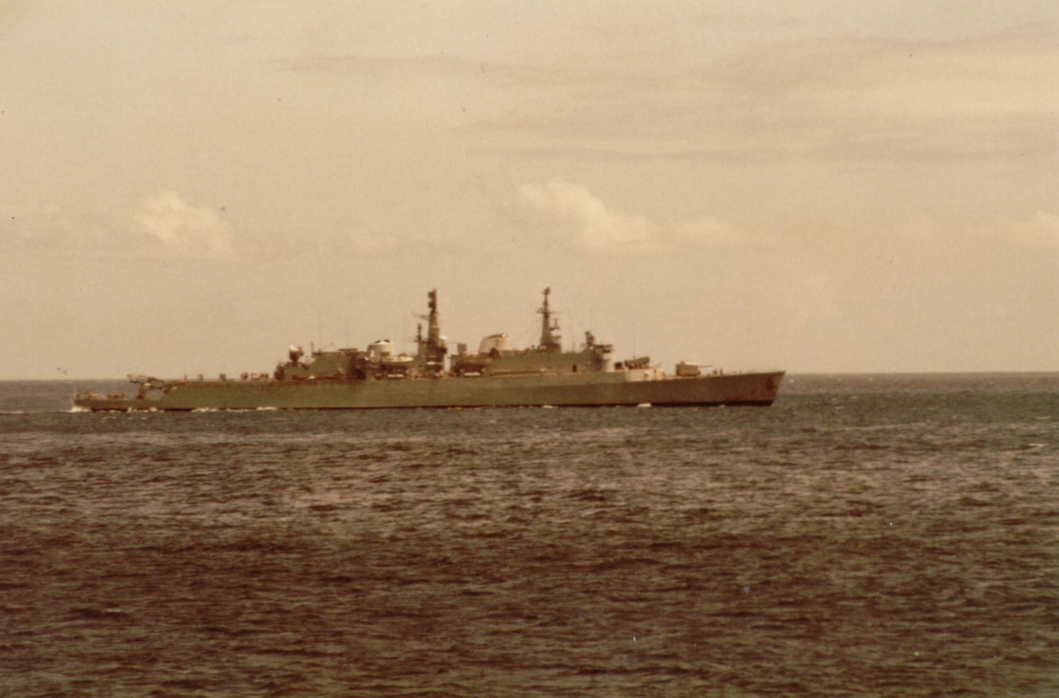 HMS Glamorgan at Ascension Island April 1982